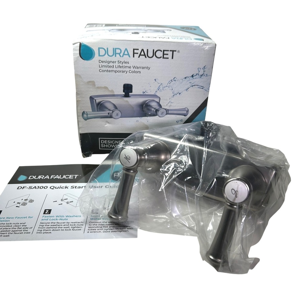Dura Faucet DF-SA100L-SN RV Shower Faucet Brushed Satin Nickel Dual Lever Valve - Picture 1 of 12